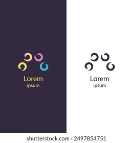 Abstract modern logo with colorful interlocking curves forming a circular pattern. Isolated design, perfect for branding and corporate identity. Fully customizable.