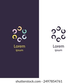 Abstract modern logo with colorful interlocking curves forming a circular pattern. Isolated design, perfect for branding and corporate identity. Fully customizable.