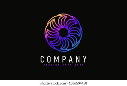 Abstract Modern Logo Design Based From Circular Round Lines. Geometric Colorful Lines Symbol. Usable For Business, Community, Foundation, Services, Tech, Company. Vector Logo Design Illustration.