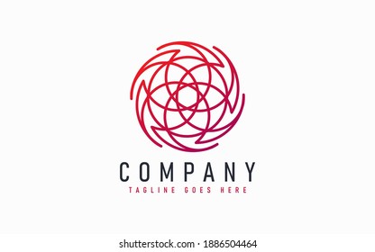 Abstract Modern Logo Design Based From Circular Round Lines. Geometric Colorful Lines Symbol. Usable For Business, Community, Foundation, Services, Tech, Company. Vector Logo Design Illustration.