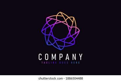 Abstract Modern Logo Design Based From Circular Round Lines. Geometric Colorful Lines Symbol. Usable For Business, Community, Foundation, Services, Tech, Company. Vector Logo Design Illustration.