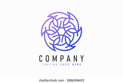 Abstract Modern Logo Design Based From Circular Round Lines. Geometric Colorful Lines Symbol. Usable For Business, Community, Foundation, Services, Tech, Company. Vector Logo Design Illustration.