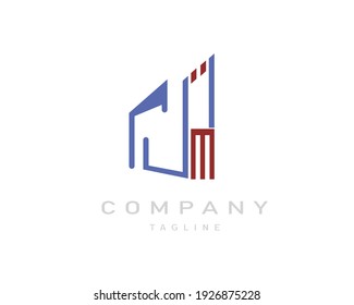 Abstract modern logo of real estate with letter M