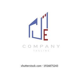 Abstract modern logo of real estate with letter E