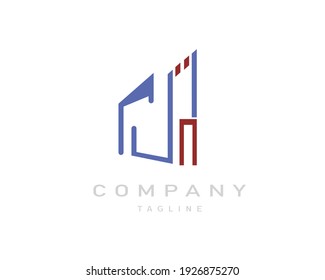 Abstract modern logo of real estate with letter n