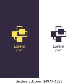 Abstract modern logo with a square shaped pattern. Isolated design, ideal for tech and digital branding. Fully customizable.
