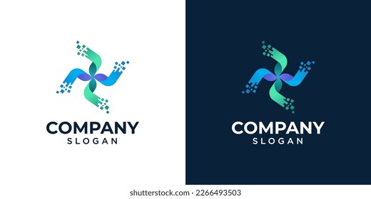 Abstract and modern logo symbols, digital and healthcare tech business logo template