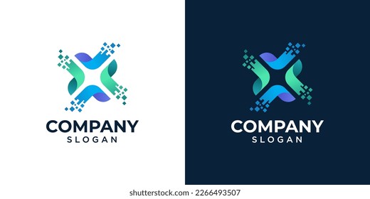 Abstract and modern logo symbols, digital and healthcare tech business logo template