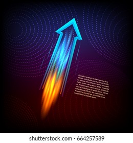 
Abstract modern logo template with color arrow rocket. Flying, rushing activity. Vector illustration EPS 10. Design elements for your business presentations, advertising brochure, cover book