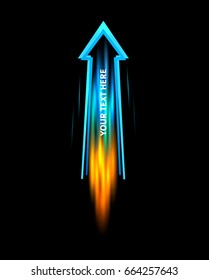 Abstract modern logo template with color arrow rocket. Flying, rushing activity. Vector illustration EPS 10. Design elements for your business presentations, advertising brochure, cover book