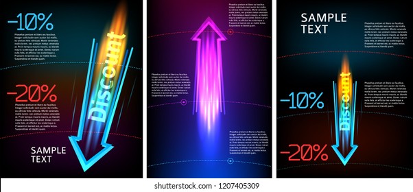 Abstract modern logo template with down arrow rocket. Flying, rushing activity. Vector illustration EPS 10. Design elements for your business presentations, advertising brochure, discount card, sale