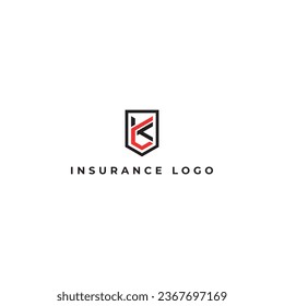 Abstract Modern logo template or icon letter KL or LK in black red color isolated on a white background. Abstract letter KL logo applied for claim insurance company logo design inspiration template