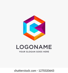 Abstract modern Lowpoly letter C logo icon vector template on white background
