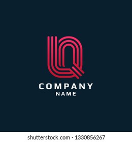 Abstract and modern LQ letter initial with line 