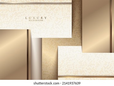 Abstract modern luxury 3D light brown and golden rectangle geometric pattern background. Vector illustration