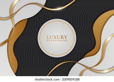 Abstract Modern Luxury Dynamic Shape Overlapped Elegant Golden with Combine white Elements Background