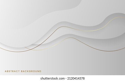 Abstract modern luxury dynamic wave light gold line and white gray smooth shadow background. Vector graphic Illustration.