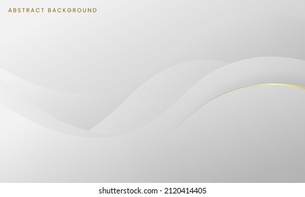 Abstract modern luxury dynamic wave light gold line and white gray smooth shadow background. Vector graphic Illustration.