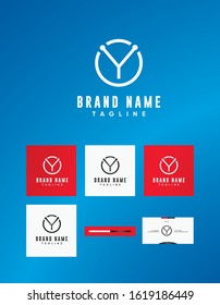 Abstract modern luxury vector logotype with business card template. Premium letter Y logo 
with colorful design. Elegant corporate identity
