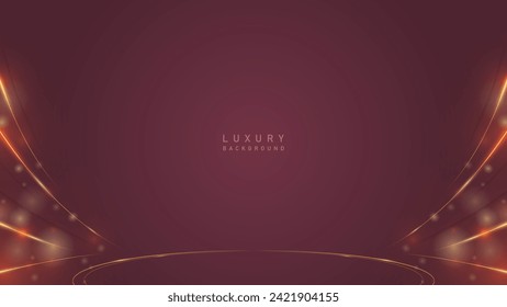 Abstract modern luxury wavy gold line award in dark red background. Luxury premium vector design