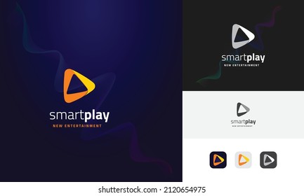 Abstraktes Logo für den modernen Media Player. Modernes Logo und modernes App-Symbol. Video-Player.