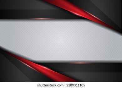 Abstract Modern Metallic Silver Frame Overlap Glow Red and Black Premium Background
