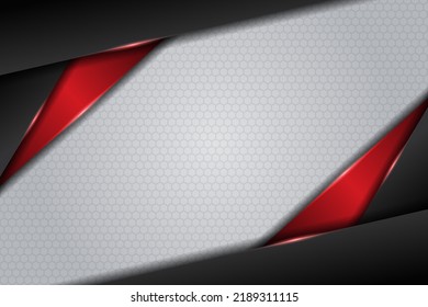 Abstract Modern Metallic Silver Frame Overlap Glow Red and Black Background Premium Template