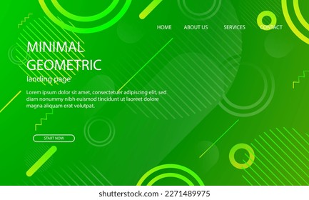 Resumen Moderno fondo geométrico mínimo con degradado de color verde brillante para la página de inicio del sitio web.