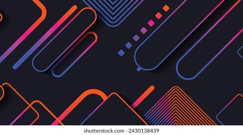 Abstract modern minimal geometric shape background with gradient. Dynamic shapes composition