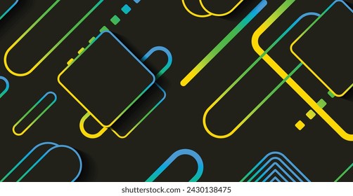 Abstract modern minimal geometric shape background with gradient. Dynamic shapes composition