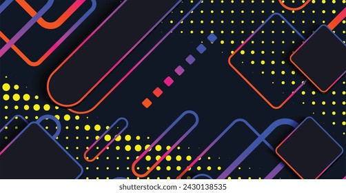 Abstract modern minimal geometric shape background with gradient. Dynamic shapes composition