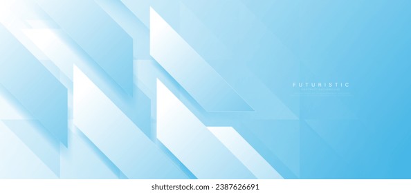 Abstract modern minimal Soft blue geometric background. Simple white diagonal geometric shape banner