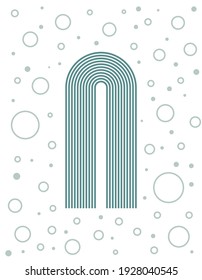 Abstract modern minimalist background with geometric rainbow shapes. Background from air bubbles. Boho style wall decor. Modern art print. Vector illustration.