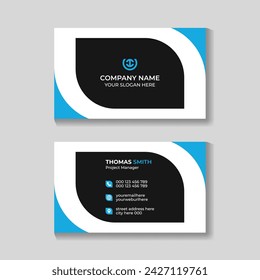 Abstract modern minimalist blue and black business card design template