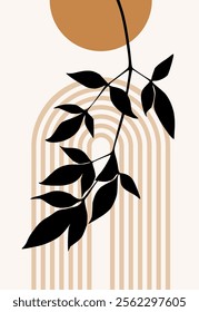 Abstract modern minimalist floral pattern. Vector Illustration.