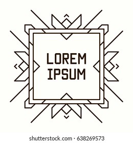 Abstract modern minimalist frame of lines and geometric shapes. Isolated on white background. Vector illustration.
