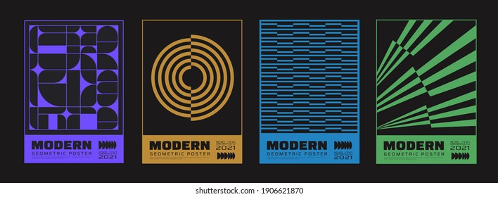 Abstract Modern Minimalist Geometic Posters Set. Swiss Design Placards Vector Design. 