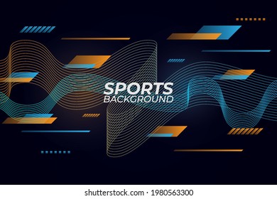 Abstract Modern Minimalist Gradient Orange and Blue Sports Background with Dynamic Wavy Lines