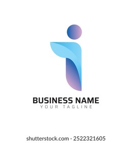 I abstract modern minimalist premium typography 3d colorful letter logo design template