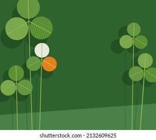 Abstract modern minimalist St. Patrick's Day design of shamrocks. Background of clover for for Social media, greeting cards, posters.