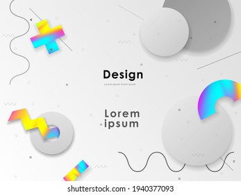 Abstract modern minimalistic background with colorful geometric objects. Trendy bright gradient colors. Futuristic. 90's design. Best for landing page, poster.