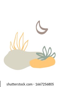 Resumen de pintura digital minimalista moderna de estilo escandinavo Color formas líquidas Abstracción Afiche contemporáneo