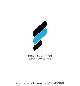 Abstractas diseño de logotipo minimalista moderno con Formas trenzadas azules y negras, ideal para la marca de negocios, empresas de tecnología, agencias creativas o startups con una estética elegante y profesional