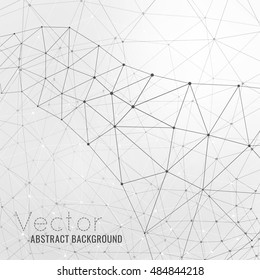 Fondo molecular moderno abstracto. Fondo de malla gráfica con círculos y líneas. Ilustración de vectores en colores gris claro y blanco