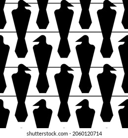 Abstract Modern Monochrome Raven Pattern. Black And White Modern Poster. Abstract Wall Art. Digital Art Of Interior Decoration For Print. Abstract Geometric Minimal Poster 