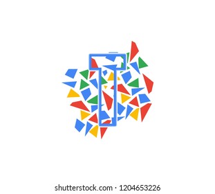 Abstract Modern Mosaic Pattern Letter T Logo