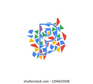 Abstract Modern Mosaic Pattern Letter P Logo