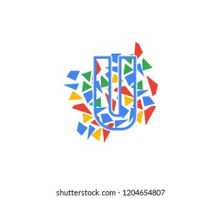 Abstract Modern Mosaic Pattern Letter U Logo