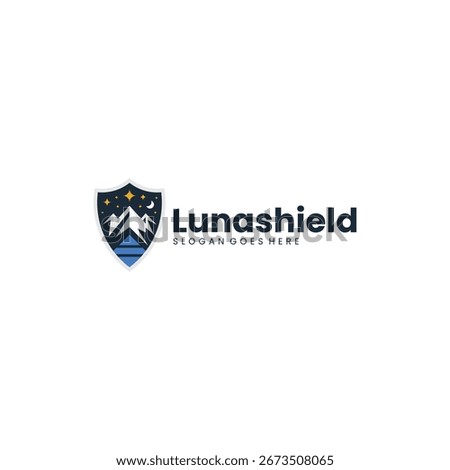 Abstract Modern Mountain Shield Logo Design