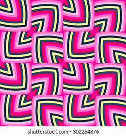Abstract modern multicolor decorative geometrical seamless pattern of ellipse outlines in the square shapes
